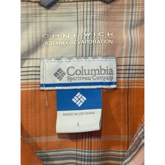 Columbia Sportswear Shirt Omni Shade Orange Plaid Button Short Sleeve Mens Large - Picture 4 of 6